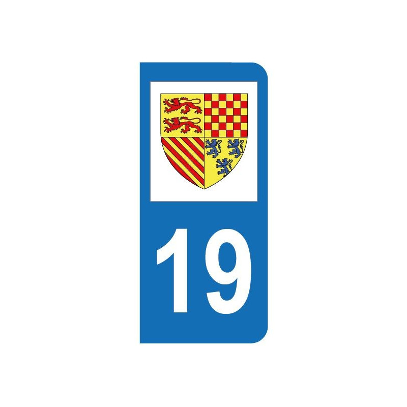 Sticker du blason du département 19 Corrèze pour plaque d'immatriculation